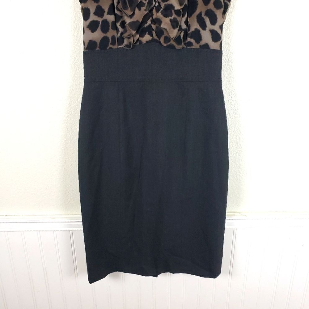 Women's Rebecca Taylor Animal Cheetah Print Fitted Wool Blend Zip Up Dress Sz 06 - Picture 6 of 12